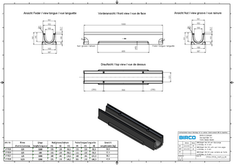 BIRCOlight® mit Gusszarge NW 100, Rinne 1 m