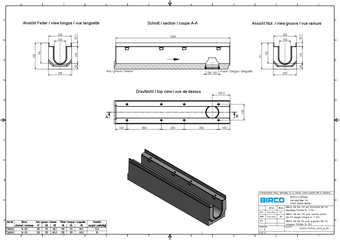 BIRCOsir® NW 100, 1 m, mit Ablauf