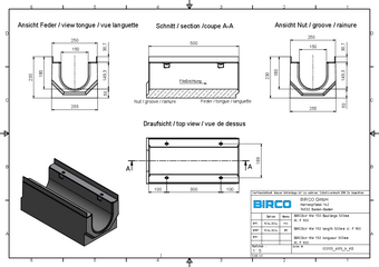 BIRCOsir® NW 150, Rinne 0/0, 0,5 m