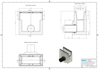 BIRCOsir® NW 320 Sinkkasten, Anschluss von Rinnen BH 450