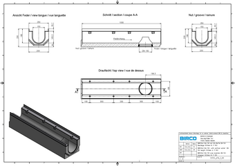 BIRCOsir® NW 150, 1 m, mit Ablauf