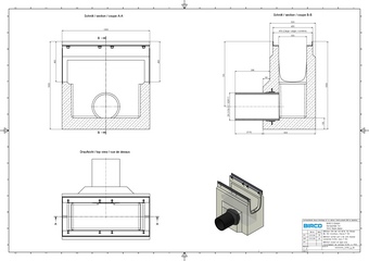 BIRCOsir® NW 320 Sinkkasten, Anschluss von Rinnen BH 550