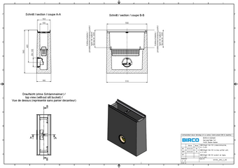 BIRCOlight® mit Stahlzarge NW 100 AS, Liniensinkkasten