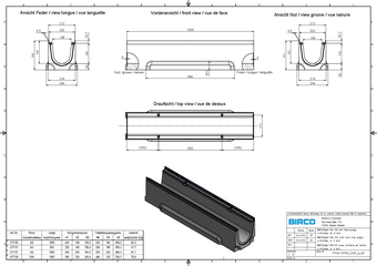 BIRCOlight® mit Gusszarge NW 150, Rinne 1 m