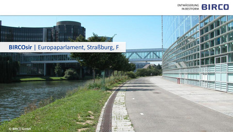 BIRCOsir-Linienentwaesserung-Betonrinne-Guss-Europaparlament-Strassburg