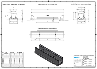 BIRCOlight® mit Stahlzarge NW 150 AS, Rinne 1 m